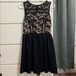 Black & tan mini dress